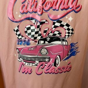 Brand New SHEIN Pink Retro Graphic Short Sleeve Tee